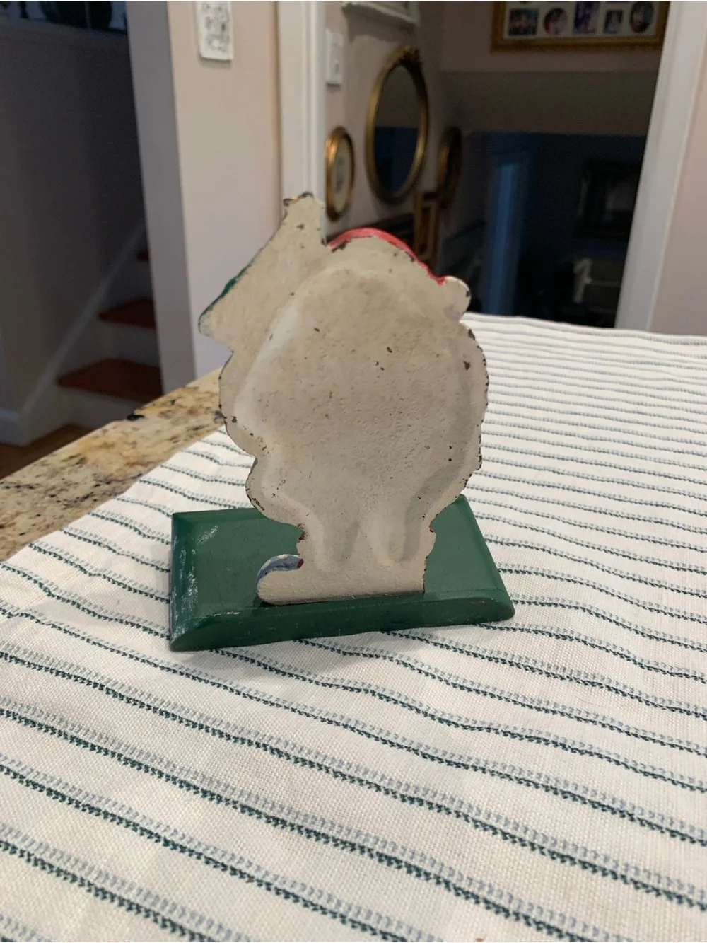 Vintage Cast Iron Santa Holding Tree Stocking Holder